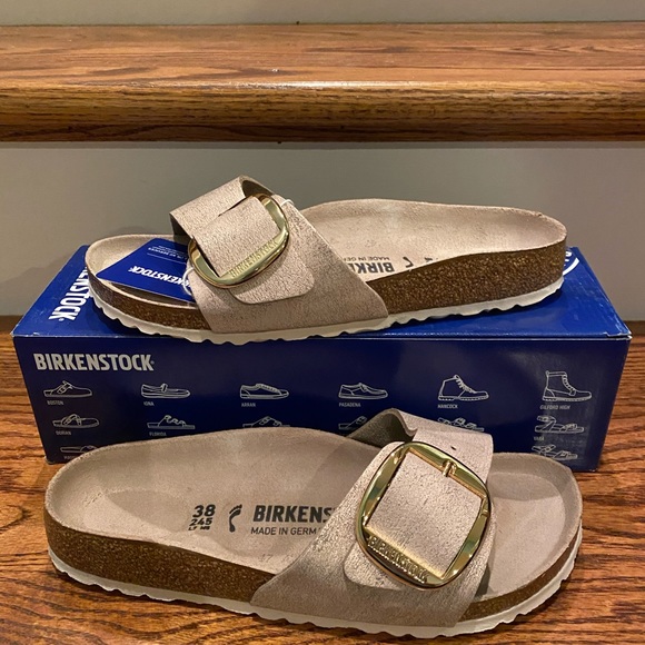 birkenstock big buckle madrid rose gold